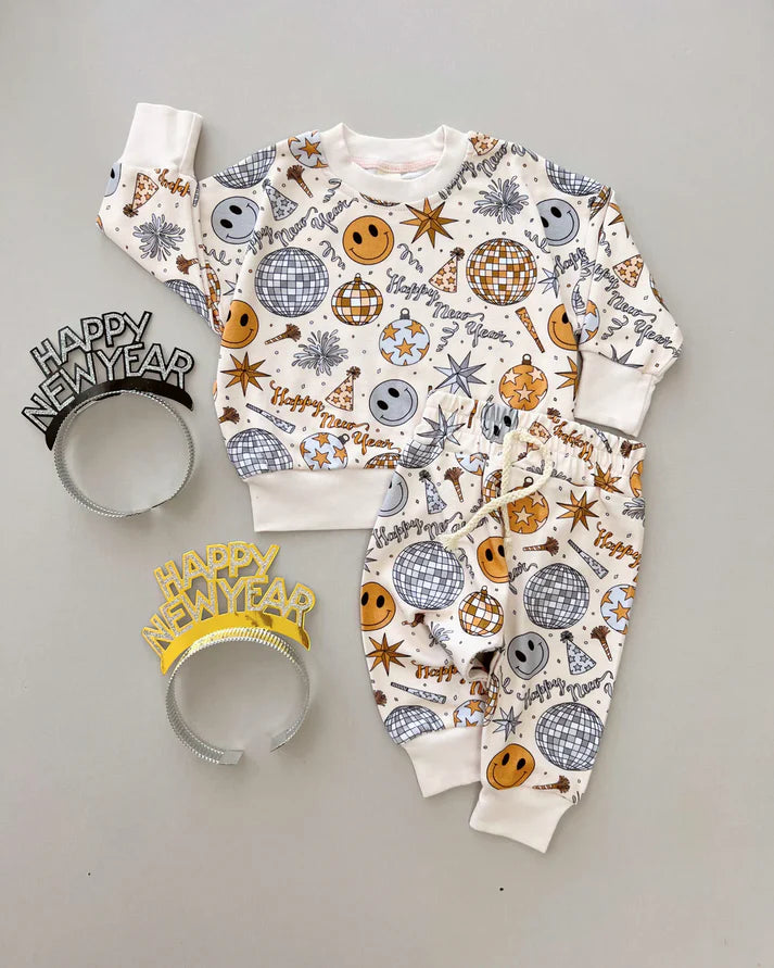9.27 BLP1300 Baby Boys Happy New Smiles Stars Top Pants Pajamas Sets Preorder
