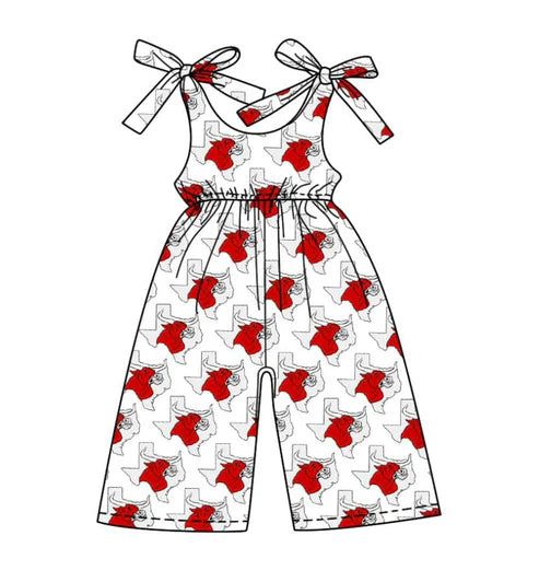 8.9 Custom Moq 5 Baby Girls Bows Strap Red Bull Plaid Team Pant Jumpsuits
