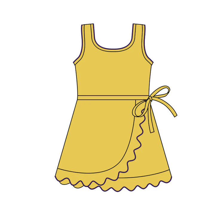 11.6 MOQ:5pcs GSD3031 pre-order toddler clothes yellow girl yoga summer dress