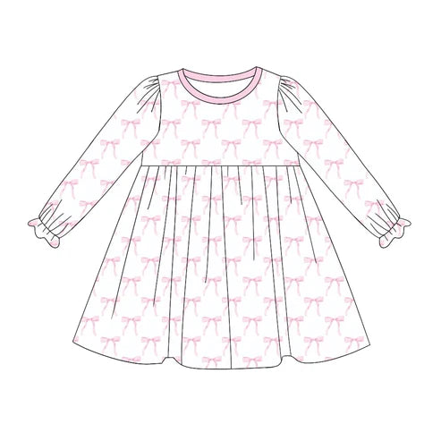 5.26 GLD0898 Baby Girls Pink Bows Knee Length Dresses Preorder