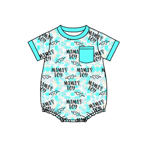 9.22 SR3218 Baby Boys Aqua Pocket Mamas Boy Western Camo Rompers Preorder