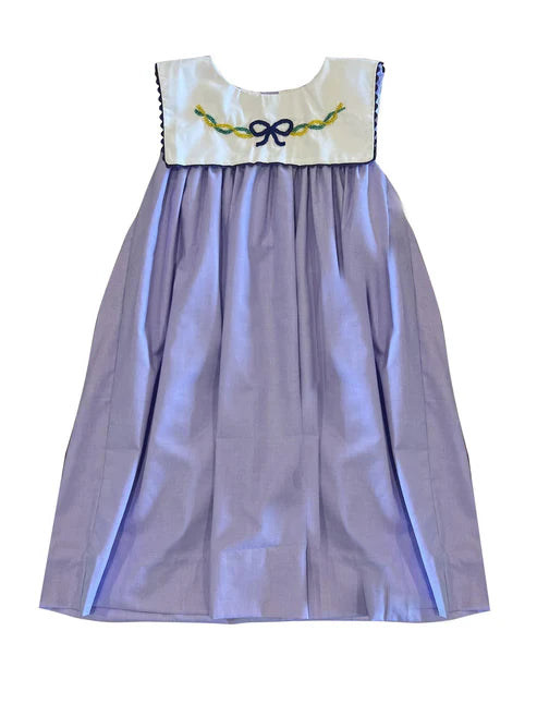 9.29 GSD2832 Baby Girls Sleeveless Mardigras Bows Top Knee Length Dresses Preorder