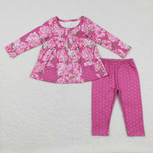 6.26 Sibling Baby Girls Fall Floral Pocket Tunic Legging Pants Clothing Sets