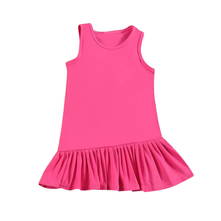 3.25 GSD2246 Baby Girls Hot Pink Sleeveless Yoga Ruffle Knee Length Dresses Preorder