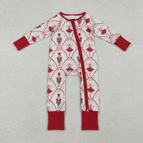 10.31 Sibling Baby Girls Bows Soldiers Dancers Checked Pant Christmas Pajamas Sets Zipper Rompers