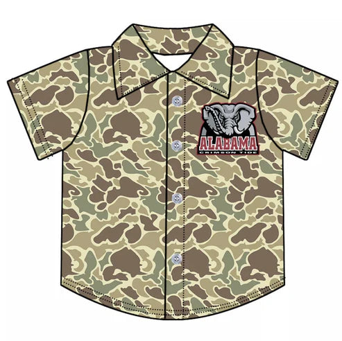 10.8 Custom Moq 5 Baby Boys Alabama Team Camo Short Sleeve Button Shirt Tops
