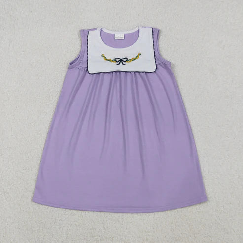 11.5 Baby Girls Sleeveless Mardigras Bows Top Knee Length Dress