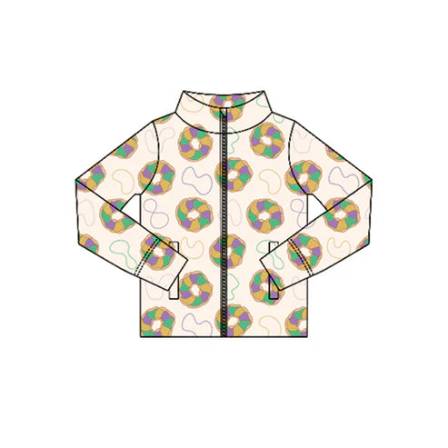 10.27 GT1352 Baby Girls Mardigras Donuts Lights Yoga Zipper Jackets Top Preorder