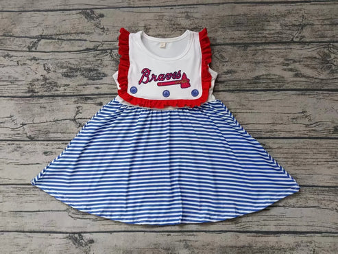 5.6 Baby Girls Braves Team Knee Length Dresses Preorder(moq 3)