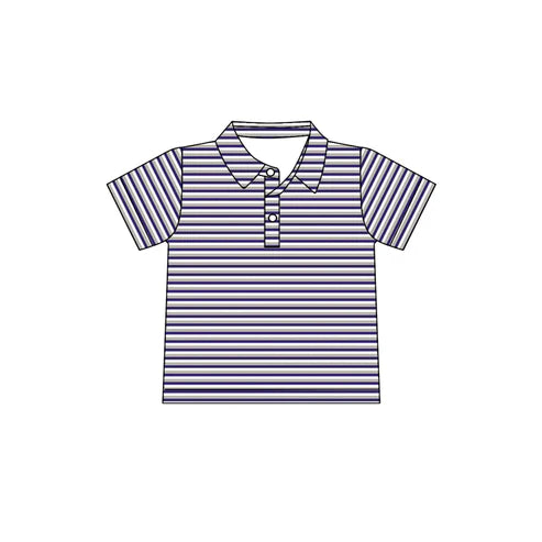 8.8 Custom Moq 5 Baby Boys Purple Stripes Team Short Sleeve Tee Pullovers Shirts Tops