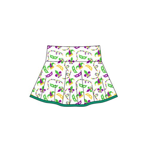 10.28 GLK0158 Baby Girls Mardigras Anchors Masks Yoga Skirt Shorts Bottom Preorder