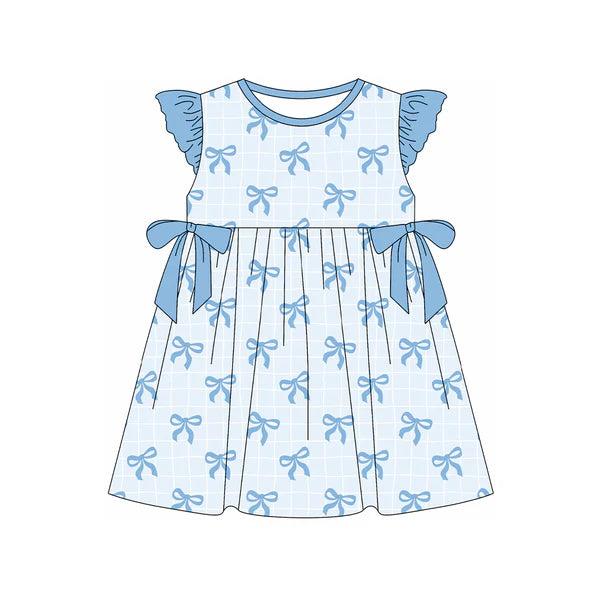 L-3.4GSD1969 Baby Girls Blue Bows Knee Length Dresses Preorder