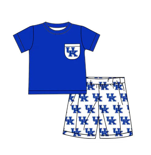 8.9 Custom Moq 5 Baby Boys Hot Blue UK Pocket Top Shorts Team Set