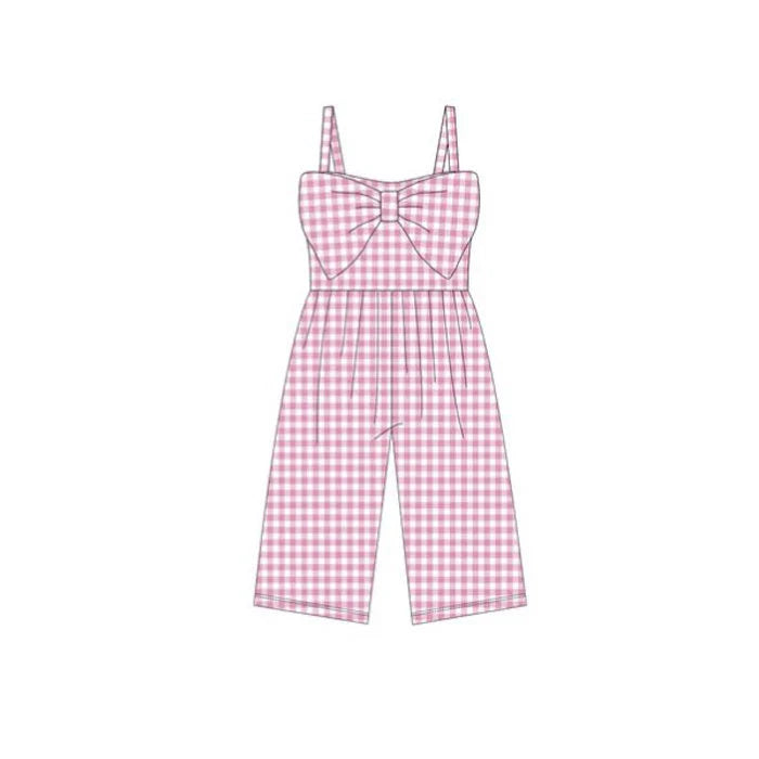 12.5 MOQ:5pcs SR3694 pre-order baby girl clothes pink gingham print girl summer romper
