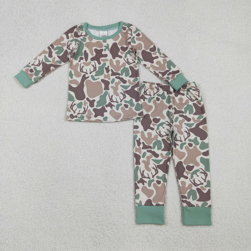 10.30 BLP1232 Baby Boys Brown Deer Camo Top Pant Western Pajamas Set