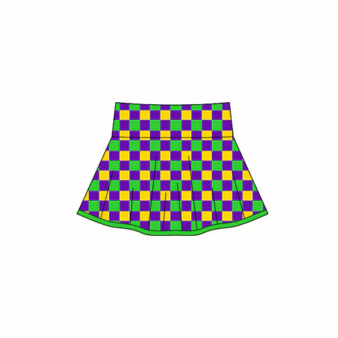 10.28 GLK0159 Baby Girls Mardigras Checked Yoga Skirt Shorts Bottom Preorder
