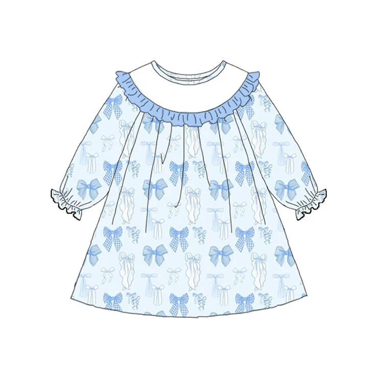 11.13 MOQ:5pcs GLD1497 pre-order toddler girl clothes bows print girl winter dress
