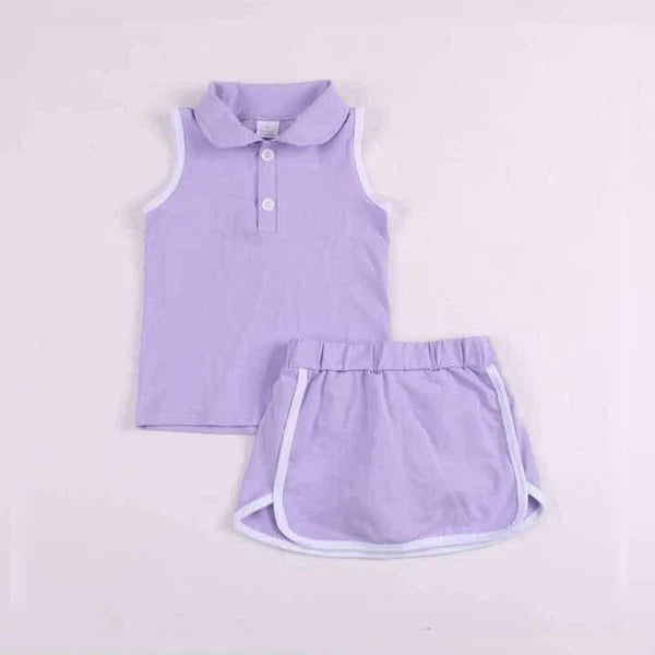 L-3.5 GSD1976 Baby Girls Lavender Pullover Top Sports Shorts Clothes Sets Preorder