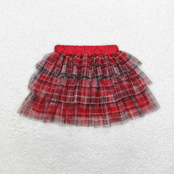 L-3.3 GLK0033 British school style three-layer gauze skirt red and black striped skirt