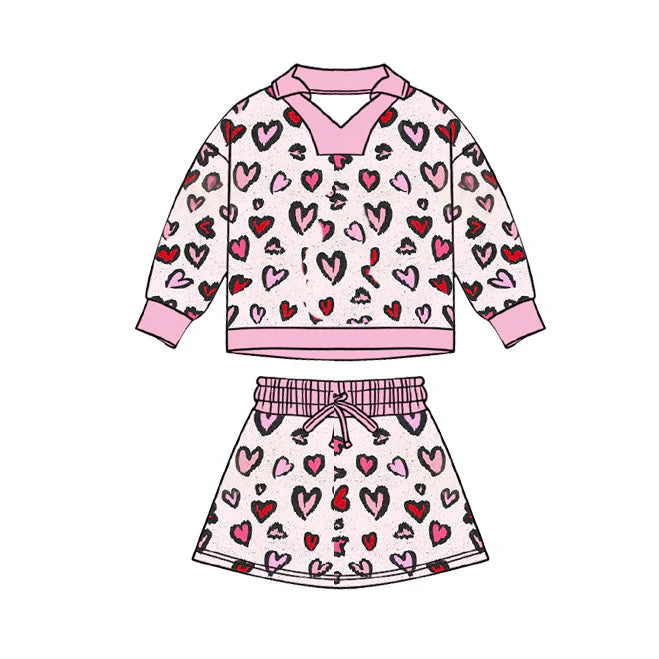 11.24 MOQ:5pcs GLD1536 pre-order baby girl clothes heart print toddler girl Valentine skirt outfit