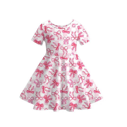 12.22 MOQ:5pcs GSD3465 pre-order toddler girl clothes bows print girl summer dress