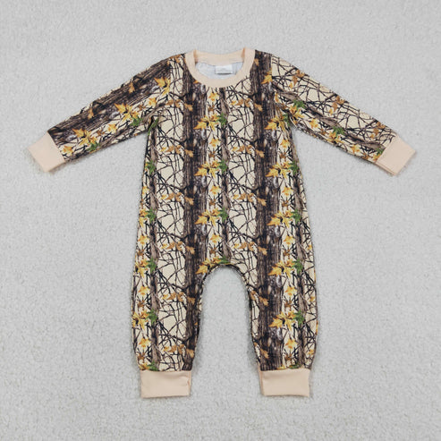 12.19 LR2864 Baby Boys Long Sleeve Leaves Camo Footie Romper