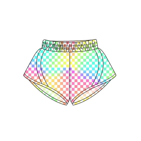 3.27 SS0500 Baby Girls Colorful Plaid Yoga Shorts Bottoms Preorder