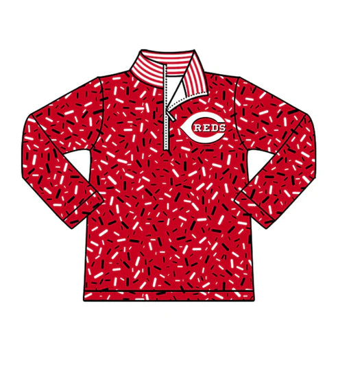 10.17  Custom Moq 8 Baby Boys Red Sprinkles Zipper C Reds Team Pullovers Top