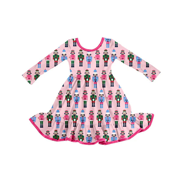 8.27 GLD1280 Baby Girls Colorful Soldiers Plaid Knee Length Dresses Preorder