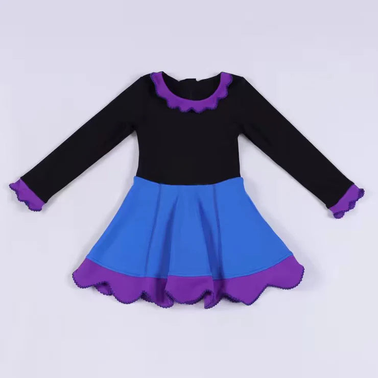 11.22 MOQ:5pcs GLD1520 pre-order toddler girl clothes mardi gras print girl winter yoga dress