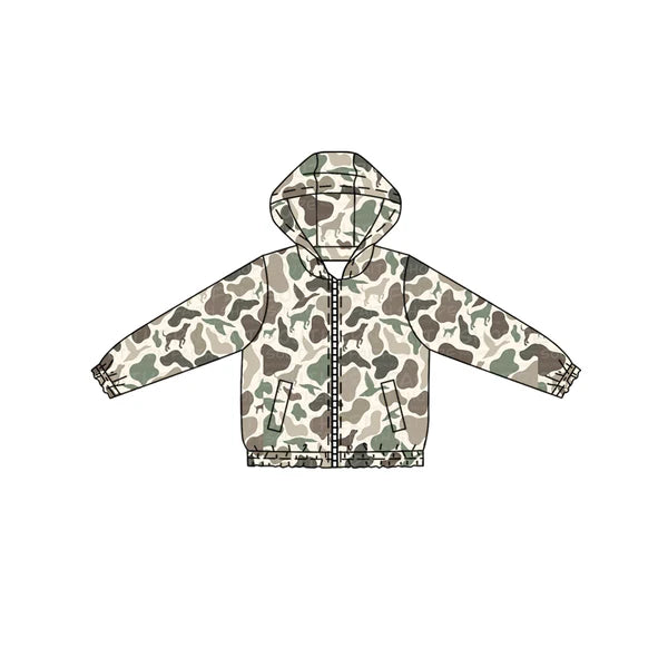 8.28 BT1343 Baby Boys Gray Ducks Dogs Camo Western Pocket Zipper Jackets Top Preorder