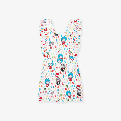 10.31 SR3415 Baby Girls Flutter Sleeve Mr Reading Pockets Jumpsuits Preorder