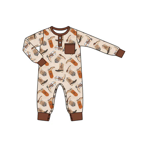 5.24 LR1912 Baby Infant Boys Brown Boots Rompers preorder