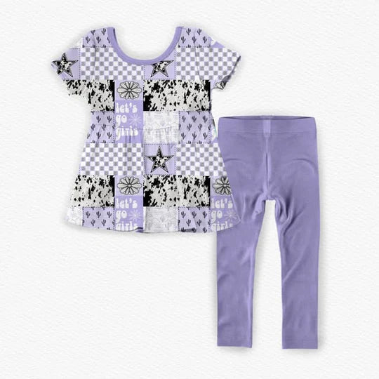 12.12 MOQ:5pcs GSPO2259 pre-order toddler girl clothes milk cow print girl spring set