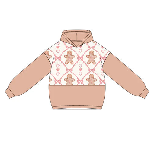 5.22 GT1040 Baby Girls Peach Long Sleeves Hearts Gingerbread Hoodies Top Preorder