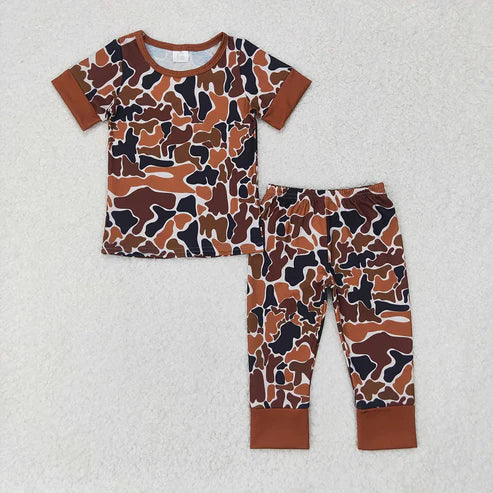 Sibling Baby Boys Duck Camouflage Shirt Pants Pajamas Kids Outfits