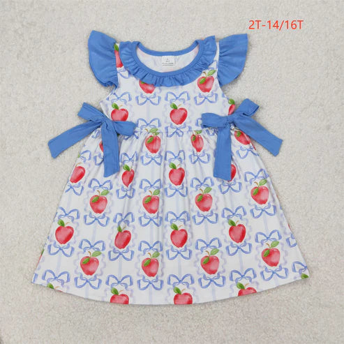 GSD1966 Baby Girls Apple Bows Knee Length Dress