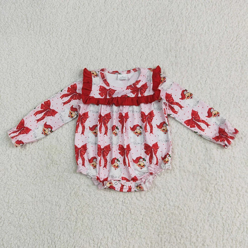 6.26 Sibling Baby Girls Christmas Red Santa Bows Rompers Dresses Outfits
