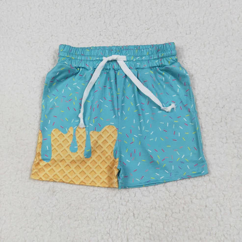 7.1 SS0623 Baby Girls Green Ice Cream Drip Summer Shorts Bottoms
