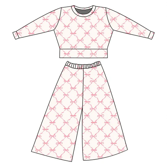 12.9 MOQ:5pcs GLP3226 pre-order toddler girl clothes bows print girl winter set