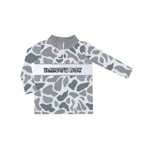 6.3 BT1002 Baby Boys Daddy's Boy Grey Camo Zip Tee Shirts Tops preorder