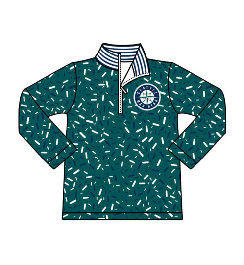10.16 Custom Moq 8 Baby Boys Green Sprinkles Zipper Seattle Team Pullovers Top