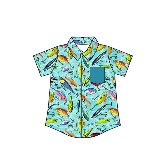 12.20 MOQ:5pcs BT1660 pre-order toddler boy clothes fishing print boy summer top shirt