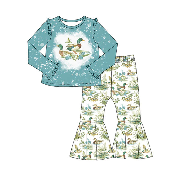 5.28 GLP1990 Baby Girls Ducks Hunting Top Bell Pants Clothes Sets Preorder