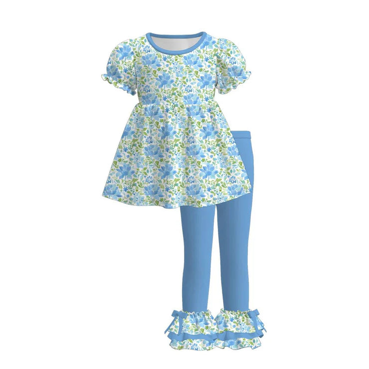 12.2 MOQ:5pcs GSPO2223 pre-order toddler girl clothes floral print girl spring set