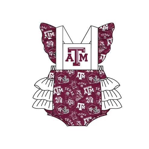 4.26 Preorder Moq 3 Baby Girls ATM Team Ruffle Rompers