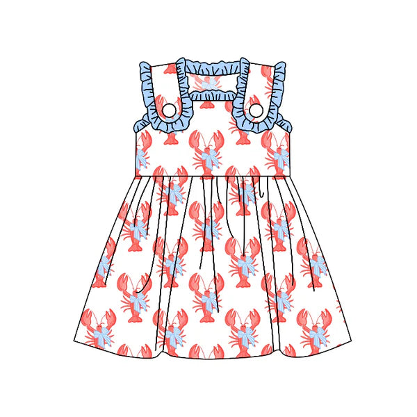 L-3.4 GSD1955 Baby Girls Crawfish Bows Straps Knee Length Dresses preorder