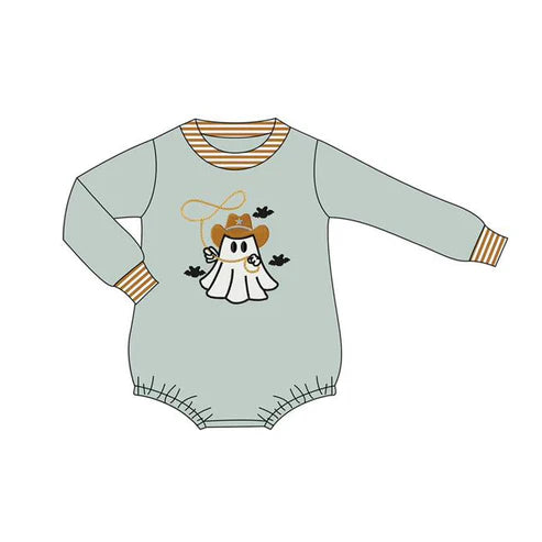 6.7 LR2263 Baby Boys Gray Long Sleeves Ghost Hat Bummies Rompers Preorder