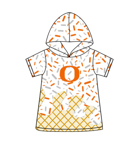 5.16 Preorder(Moq 3) Baby Boys Q Ice Cream Drips White Hooded Tops
