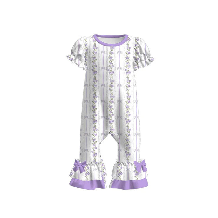 12.4 MOQ:5pcs SR3686 pre-order baby girl clothes floral print girl summer romper